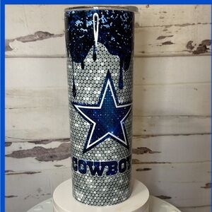 Football Tumbler with Blue Star Design | Cowboys Star | Bling Design